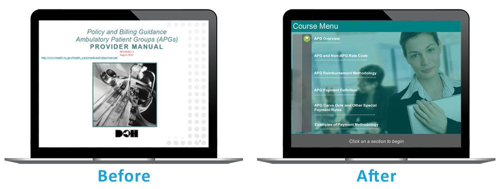 Course introduction with an interactive menu